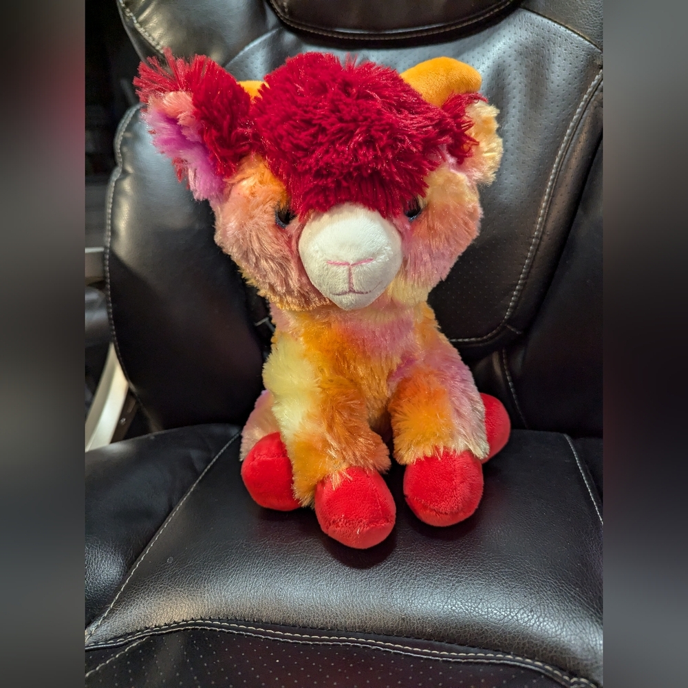 Plush Goat. Stuffed Animal. 11 inches. Colourful. Rainbow. EUC.
